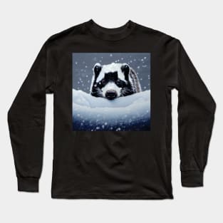 British Badger in the Snow Long Sleeve T-Shirt